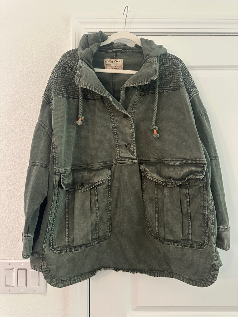 We The Free Washed Olive Green Hooded Utility Jacket